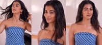 Pooja Hegde's Blue Striped Seduction: Hair Flip Goals & Killer Curves!